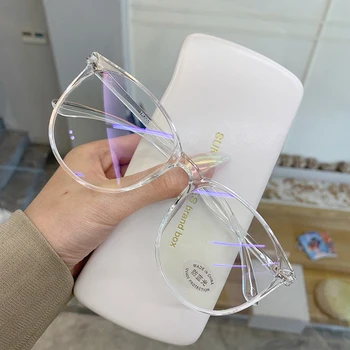Прозрачная оправа для компьютерных очков Женские мужские Круглые очки с защитой от синего света Затемненные очки Оптические очки  5