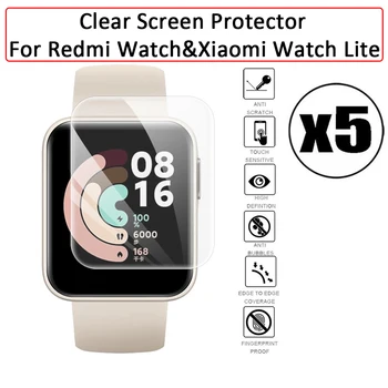 5 шт. Защитная пленка с полным покрытием, Прозрачная Гидрогелевая пленка HD, Аксессуары для Xiaomi Redmi Watch и Mi Smart Watch Lite  10