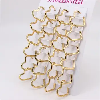 12 пар / комплект Оптом и в розницу спиральных сережек в форме сердца, женские Удобные в носке подарочные серьги-защелки QZ60  5