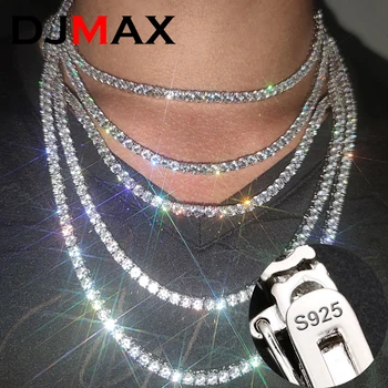 [Теннисная Цепочка] Теннисное ожерелье DJMAX Premium D с Муассанитом для Мужчин, Элегантные Теннисные Браслеты из Стерлингового Серебра 925 пробы для Женщин 2022  5