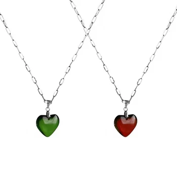 Ожерелье с подвеской в виде сердца, минималистичное ожерелье в форме сердца, изящное ожерелье-цепочка, милое красочное ожерелье с сердечком любви для женщин  5