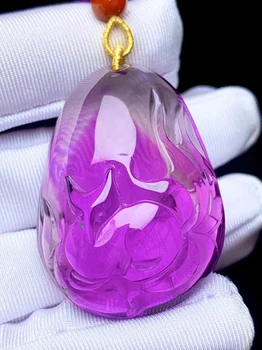 Натуральный Фиолетовый кулон с лисой из аметистового кварца Для женщин 43.32.18 мм, ожерелье с резным аметистовым лисом, ювелирные изделия AAAAA  4