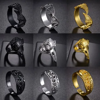 Новое модное кольцо в стиле панк с натуральным дизайном, украшения с крыльями дракона и черепом ворона, крутые открывающие украшения, изысканный подарок  5