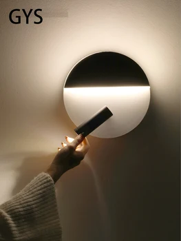 GYS Светодиодный настенный светильник, прикроватный светильник для спальни, Двойной светильник, Поворотное освещение для чтения с переключателем, Квадратное Круглое Для жизни в помещении R  10