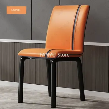 Скандинавские кожаные обеденные стулья Роскошный минималистичный Креативный обеденный стул с расслабляющей подушкой на спинке Silla Comedor Furniture WZ50DC  5