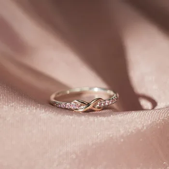 Европейское и американское модное розовое кольцо с циркониевой инкрустацией из 8 символов, женские ювелирные аксессуары simple love infinity ring  5