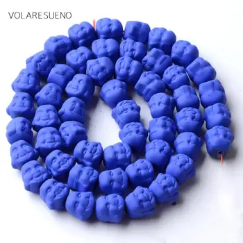 8 мм натуральный матовый синий каучуковый камень гематит Бусины в форме головы Будды для изготовления ювелирных изделий Распорка Свободные бусины Браслет 
