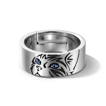 Милые кольца с изображением кошки-Фортуны, пара ювелирных изделий, Регулируемые кольца на палец для мужчин, любовников, женщин, леди, девочки, мальчика, мужчины, подарок на День Святого Валентина  3