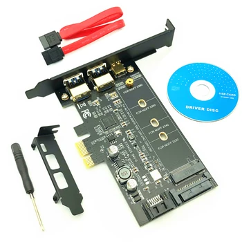 USB 3,0 PCI Express Riser Card Двухпортовый USB3.0 + 1 Порт USB 3,1 Type-C + M.2 Адаптер NGFF M2 SATA SSD B Ключ к контроллеру PCI-E.  5