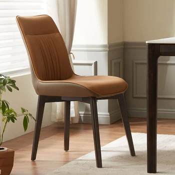 Обеденные стулья из массива дерева, современные и минималистичные стулья с дубовой обивкой, мебель для небольших ресторанов Muebles  5