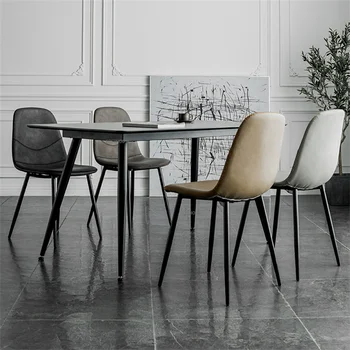 Современная мебель, Кожаные обеденные стулья для кухни, Домашний обеденный стул в стиле ретро из кованого железа, Легкий Роскошный стул со спинкой для гостиной  5