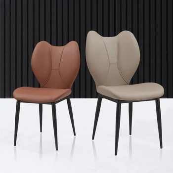 Роскошные обеденные стулья, современные, простые, высококлассные ресторанные стулья, кожаные кресла, новая модель 2023 года  5