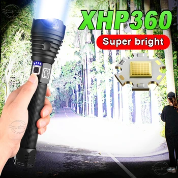 2023 НОВЫЙ XHP360 Самый Мощный Светодиодный Фонарик USB Перезаряжаемая Вспышка Zoom Torch Тактический Фонарь Long Shot Torch 1500m  10