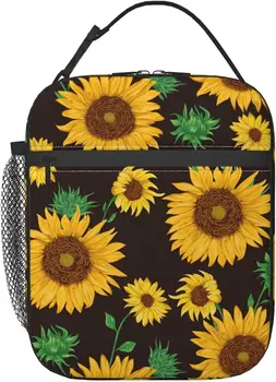 Ланч-бокс Sunflower, Термоизолированная многоразовая сумка для ланча, сумки-охладители для мужчин, работы, офиса, пикника, пеших прогулок  10