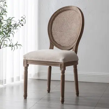 Обеденный стул из ротанга в стиле ретро, Французский стул из массива дерева, Передвижной пол для кафе, Современные американские Кантри-стулья для отдыха, Мебель для дома WH  5