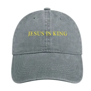 Иисус-король - Канье Уэст (желтое на синем) Ковбойская шляпа летние шляпы походная шляпа Роскошная кепка Женская шляпа мужская  10