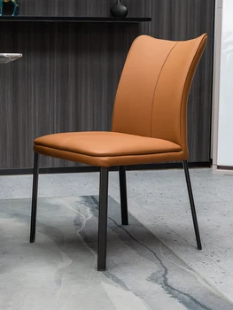 Обеденный стул Cream Style Home Итальянский Минималистичный Роскошный Новый Обеденный Стул из кожи в Скандинавском стиле  5