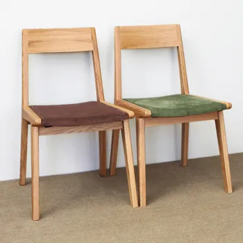 Современный обеденный стул из массива дерева, Простой скандинавский Многофункциональный стул для отдыха с одной спинкой, Домашний Простой Дубовый стул, Деревянный  5