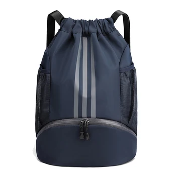Спортивная сумка для спортзала, женская сумка на шнурке для обуви, мужской велосипедный баскетбольный багаж, дорожный рюкзак для йоги, мужской, темно-синий S  10