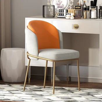 Дизайнерская опора для спинки Свадебные стулья для гостиной Роскошный ресторан Металлическое кожаное японское кресло для отдыха туалетный столик Sillas Furniture  5