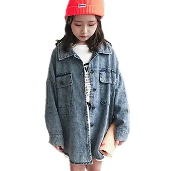 Джинсовая куртка для девочек, весна-осень, детская повседневная куртка, дизайнерские пальто в старом стиле, Корейская джинсовая верхняя одежда для девочек-подростков, костюм от 4 до 13 лет  5