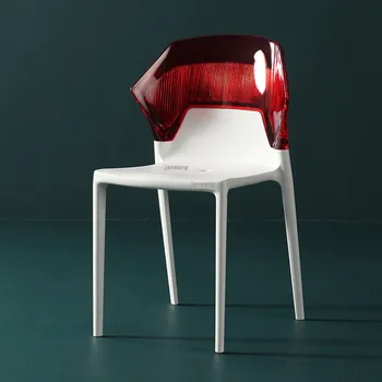 Скандинавский дизайнерский акриловый прозрачный стул для макияжа в спальне, пластиковые обеденные стулья с бытовой спинкой, современный стул для столовой  5