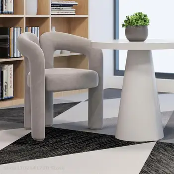 Дизайнерский обеденный стул домашний простой современный письменный стол стул с подлокотником стул для отдыха на приеме спинка маникюрный стул  5