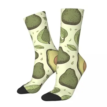 Сладкий Пастельно-зеленый фон Фрукты Авокадо Зимние носки Унисекс Теплые Счастливые Носки уличный стиль Сумасшедший носок  5