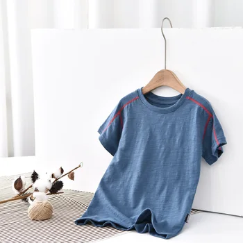 Летняя детская футболка, топы с короткими рукавами, повседневная хлопковая футболка для мальчиков 110-160 см DT388  5
