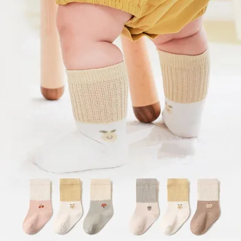 3 пары /лот, Мягкие хлопковые носки для малышей 0-5 лет, Модные Милые дышащие Носки для девочек и мальчиков, осень-весна, Носки для малышей, Новорожденных  5