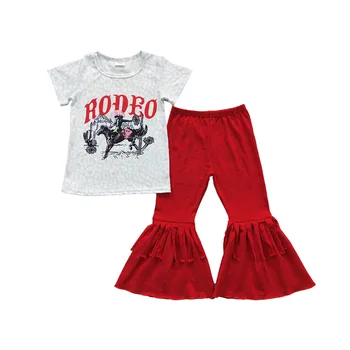 Новые ковбойские наряды в западном стиле, расклешенные штаны с красными кисточками, комплект одежды для маленьких девочек, Черно-белые наряды на Хэллоуин  5