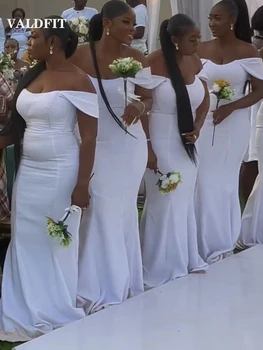 Длинные белые платья подружек невесты в африканском стиле русалки 2023, Свадебное платье для гостей с открытыми плечами, женское платье Demoiselle D'Honneur Femme  10