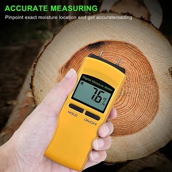 Новый измеритель влажности древесины 9 В, цифровой детектор влажности с большим ЖК-дисплеем и индикатором, точный профессиональный тестер влажности  5