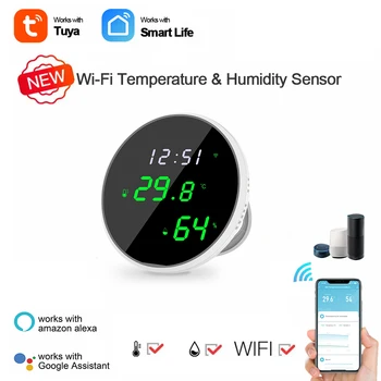 T uya Wifi Датчики температуры и влажности, приложение / голосовое управление для подключения домашнего сценария, совместимое с Amazon Alexa Google Home  5