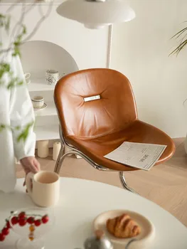 Обеденный стул, Скандинавский консольный стул средней древности, Кожаное кресло для отдыха, Домашний Креативный дизайн, Мебель для столовой  10