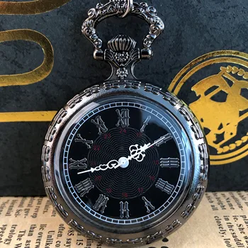 Черные Классические кварцевые карманные часы с римскими цифрами, популярные ювелирные изделия, Индивидуальное ожерелье, Кулон, Часы, Подарок мужчине Женщине  5