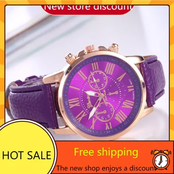 Модные женские часы с многоцветным кварцем из розового золота на поясе  5