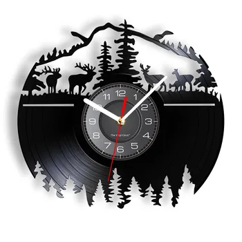 Настенные часы с дикими животными Из винила, переделанная запись альбома Wildllife Natural Scenery Со светодиодной подсветкой, современные настенные часы с художественным оформлением  5
