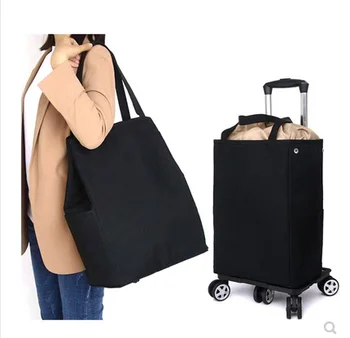 Женская сумка для покупок на колесиках, сумка для покупок на колесиках, сумка для коротких поездок, сумка-тележка, сумка для пикника из фольги, сумка на колесиках  5