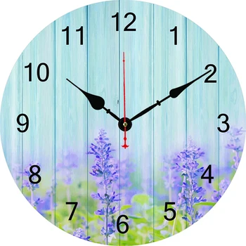 Фиолетовый цветок Лаванды Настенные часы Современный дизайн Гостиная Спальня Украшение офиса Кухонные Часы Искусство Настенные Часы Домашний декор  5