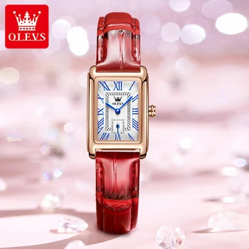 OLEVS 6625 Модные женские наручные часы с искусственным ремешком, водонепроницаемые Квадратные и прямоугольные роскошные кварцевые часы для женщин Relógio feminino  5