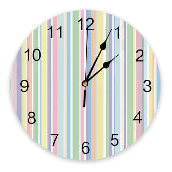 Цветные настенные часы в вертикальную полоску Современный дизайн Украшение гостиной Кухни Бесшумные часы Домашний декор  5