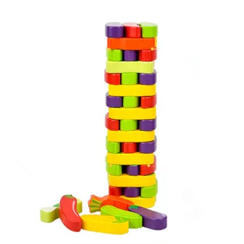 54 сложенных деревянных строительных блока, детские цифровые игровые блоки, штабелирующая башня, забавная игра на лужайке во дворе, развивающая игрушка  5