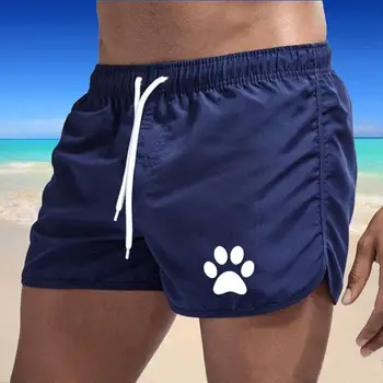 Летние мужские пляжные шорты с принтом собачьей лапы, свободного спортивного покроя и регулируемым шнурком на талии  10