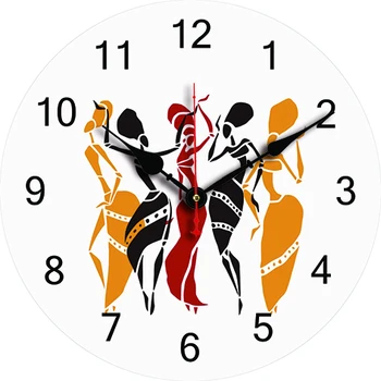 Африканские женщины на заказ Большие часы для гостиной Домашний декор Круглые настенные часы кварцевые настольные часы Украшение стен детской спальни  5