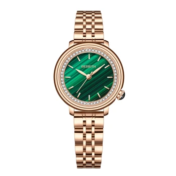 Модные женские часы с зеленым круглым циферблатом из горного хрусталя, ремешок из нержавеющей стали, наручные часы Hadledx Dress  5