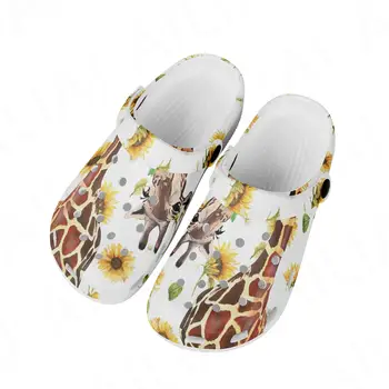 Обувь с отверстиями в виде милого жирафа Женская повседневная пляжная обувь без застежки Легкие Летние сандалии для девочек Chaussure Femme New  5