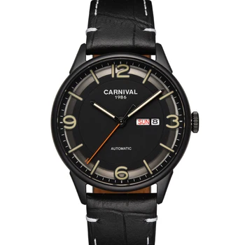 Люксовый бренд Switzerland Carnival Мужские часы Japan MIYOTA Автоматические Механические водонепроницаемые часы со светящимся сапфиром HD C8075  5
