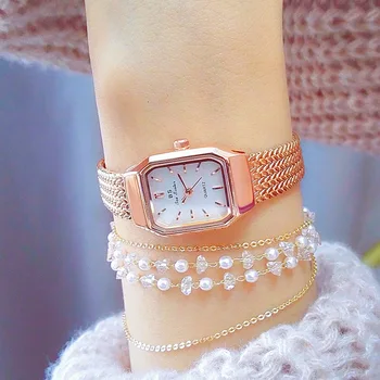 Женские наручные часы Платье Золотые часы Часы с кристаллами и бриллиантами Серебряные часы из нержавеющей стали Montre Femme Женские часы-браслет  5