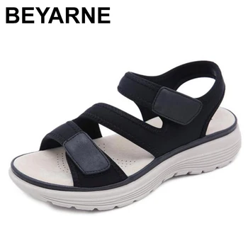 BEYARNE/ Новые уличные сандалии на плоской подошве, женские летние спортивные сандалии на танкетке, мягкие удобные римские сандалии для женщин, пляжная обувь для женщин.  5